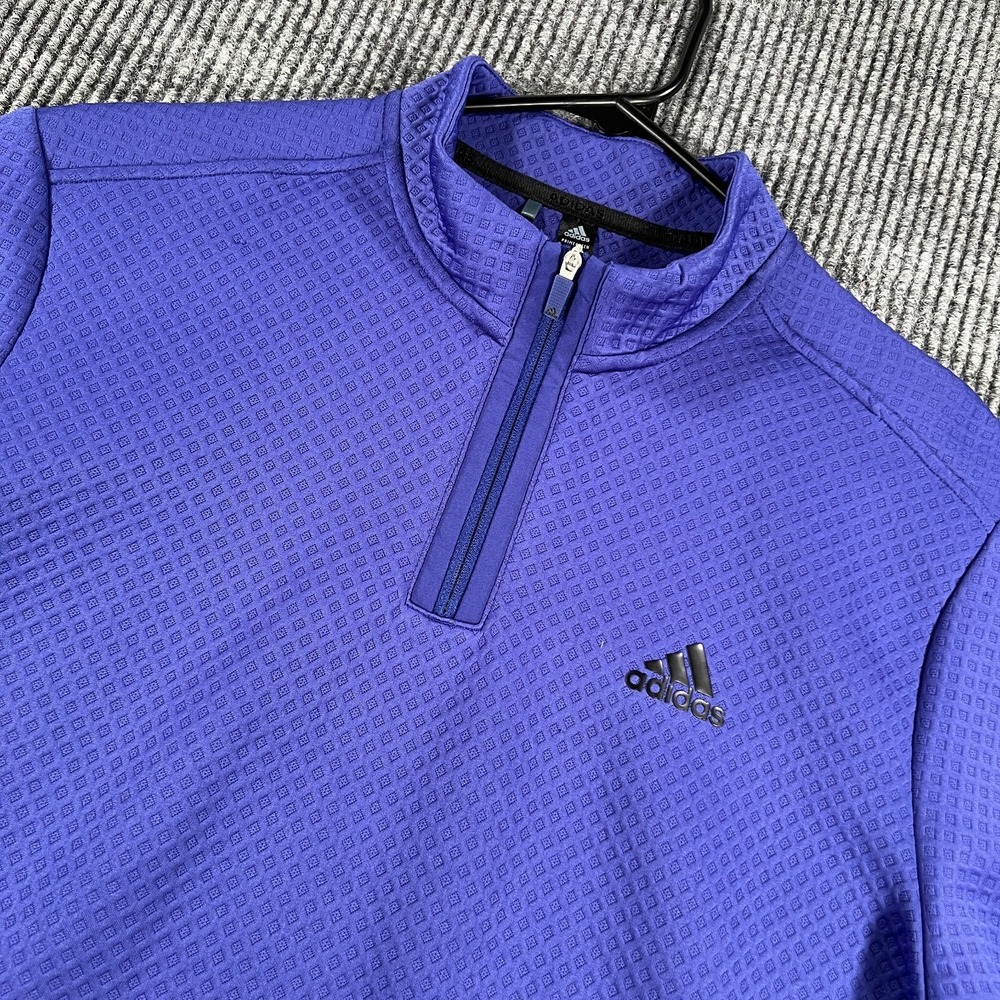 Adidas Sweatshirt Mens‎ Small Blue Long Sleeve 1/4 Zip Mock Neck Pullover Active